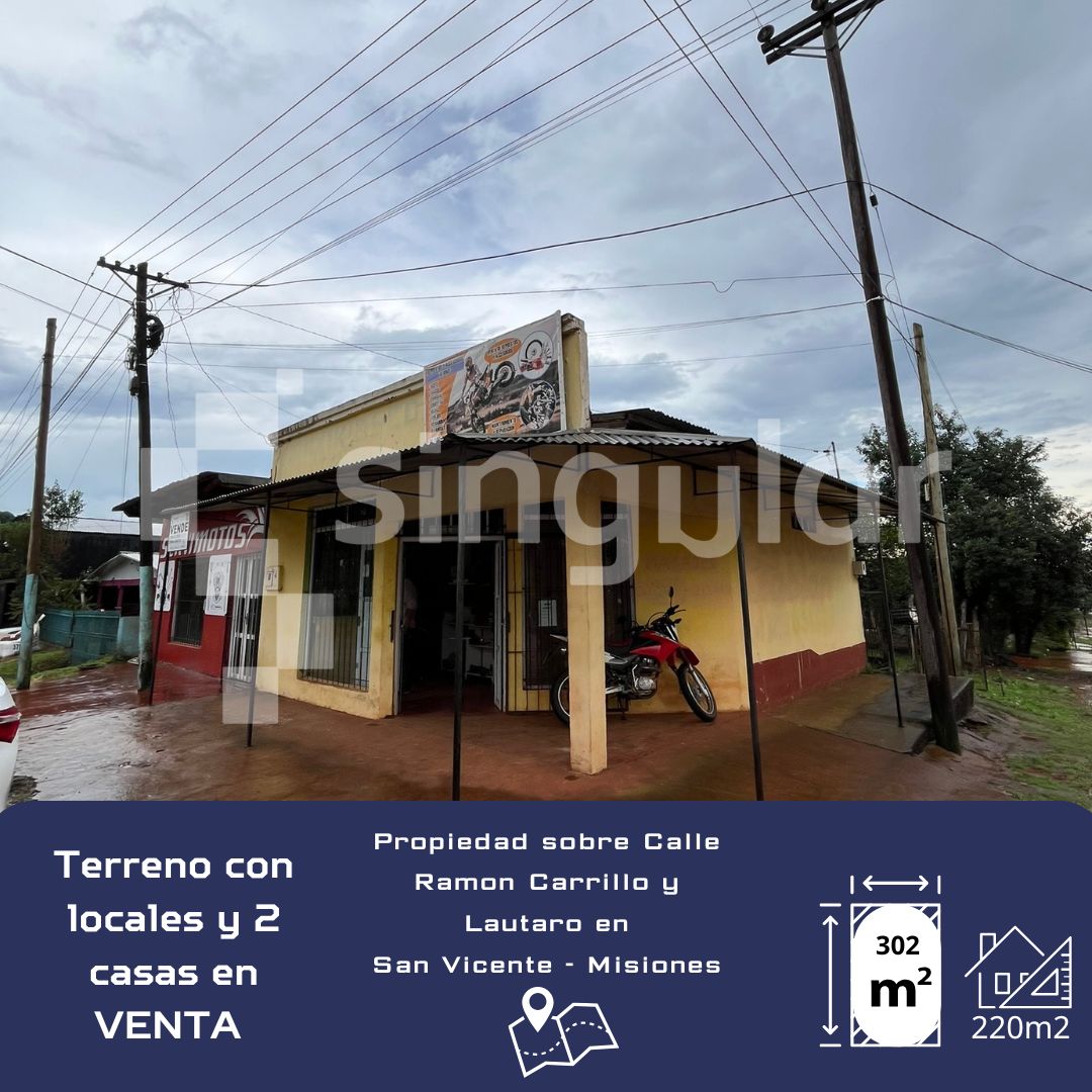 Terreno con 2 locales y 2 casas en venta - San Vicente  en San Vicente - Misiones
